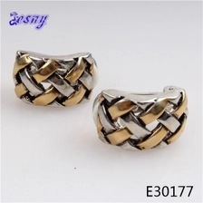 الصين Latest trends gold silver plated braided metal earrings E30177 الصانع