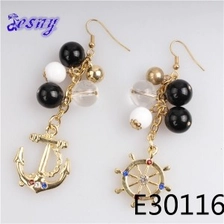 الصين Metal beaded jhumka cheap dangling sailor earrings designs E30116 الصانع