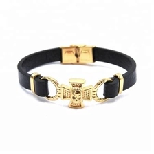 الصين New Arrivals Fashion Leather Bracelet Men Gold Plated Jewelry As Gift الصانع