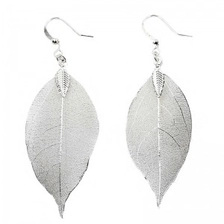 China Silver Color  Natural Leaf Dangle Statement Necklaces Earrings for Women Jewelry manufacturer