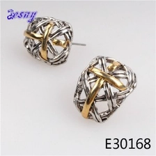 الصين Silver cross gold for young girls crystal christian earrings E30168 الصانع