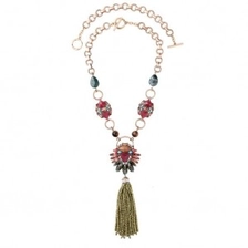 الصين Sweet Candy Style Rhinestone Diamonds Tassel Sweater Necklace Green Beads Handmade Necklace Jewelry الصانع