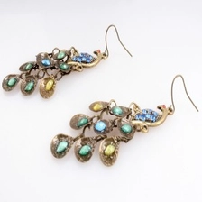 중국 Wholesale chandelier peacock crystal drop earrings designs E30082 제조업체