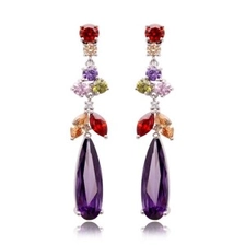China Women's fashion long eardrop wholesale supplier colorful high-end zircon long dangle drop earrings fashion earring manufacturer