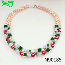 الصين chunky bead red pearl fashion jewelry choker necklace N90185 الصانع