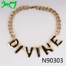 الصين custom personalized name gold chain statement necklace N90303 الصانع