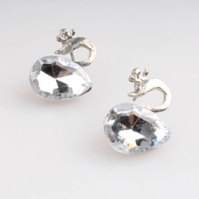 الصين ebay silver white zircon stone swan stud earrings E30071 الصانع