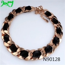الصين fashion jewelry satin ribbon rose gold choker necklace N90128 الصانع