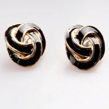 China fashion plate gold black metal rose stud earrings E30014 manufacturer