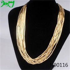 الصين gold jewellery designs layered tube charm necklace N90116 الصانع