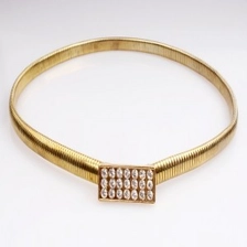 China gold metal stretch ladies rhinestone dressy belt BT60011 manufacturer