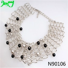 الصين imitation pearl seed bead twisted wire bangle necklace N90106 الصانع