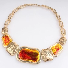الصين indian style tribal coral gold statement necklace N90080 الصانع