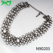 الصين large crystal stone titanium mesh choker necklace N90203 الصانع