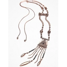 China layered long chain ethnic tatoo teardrop shaped pendant necklace manufacturer