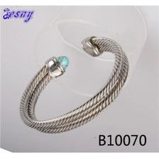 الصين layered spiral gemstone sterling silver cuff bangle B10070 الصانع