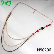 الصين long thin golden chain seed bead costume necklace N90206 الصانع