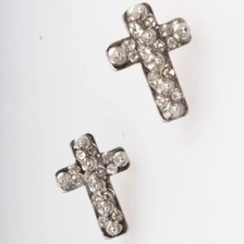 الصين punk women and men silver rivet cross crystal stud earrings E30054 الصانع