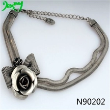 الصين silver hawaiian flower metal chain choker necklace N90202 الصانع