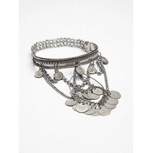 China silver metal multi-layer coin charm shiva eye chain bracelet manufacturer