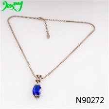 الصين thin chain blue semi precious stone pendant necklace N90272 الصانع
