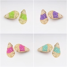 中国 wholesale colorful rhinestone tortoise shell clip on earrings E30012 メーカー