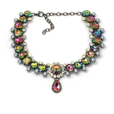 China 2018 New European and American style multi-colored wedding party gift drop necklace for women manufacturer