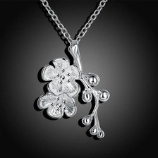 China 925 Sterling Silver Cherry Blossom Flower Necklace NS2 925 silver jewelry supplier china manufacturer