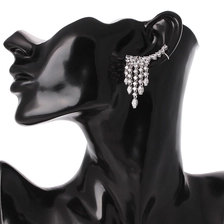 China China Fashion Luxury Zircon Fringe Ear Crawler Teardrop Ear Cuff Wrap Sweep Earrings,Tassel  Fringe Earrings manufacturer