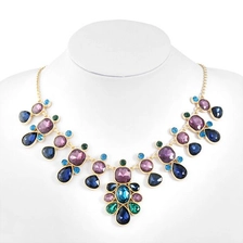 China Fashion jewelry wholesale Blue Red Jewelry Multicolor Statement Necklace manufacturer