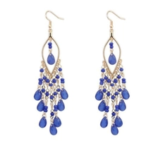 China Fashion Women Long  Beaded Ear Stud Hook Dangle Earrings Jewelry Multi Color for Wemen Choose As Gift manufacturer