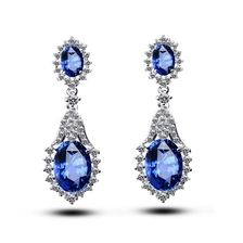 China Jewelry factory wholesale 2017 fashion brass copper design zircon drop earrings manufacturer