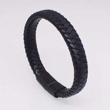 China Made in china wholesale fashion vintage men's bracelet 316L Stainless Steel Titanium bracelets bangles genuine leather magnets bracelet manufacturer