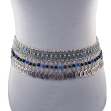 China New Fashion Belly Chain Coin Tassel Silver Plated Waist Dance Body Chain Jewelry manufacturer