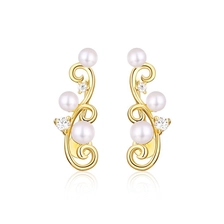 China New S925 sterling silver rattan earrings court retro wild pearl earrings ladies earrings manufacturer