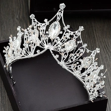 China New professional manufacturing exquisite bridal jewelry crown luxury rhinestone half circle pearl cake crown manufacturer