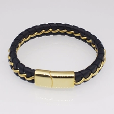 porcelana Venta al por mayor PU de cuero trenzado pulseras para hombre, los niños brazaletes de acero inoxidable pulseras de joyería con cierre de cierre magnético hecho en Shenzhen fabricante
