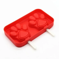 Çin 2 oyuklu Paw Silicone Ice Pop Kalıp Kapaklı, 4 Paketli Silikon Dondurma Çikolata Kalıbı üretici firma