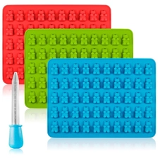 Cina 50 cavity Silicone gummy bear molds 2 pack, Silicone candy chocolate mold with dropper produttore