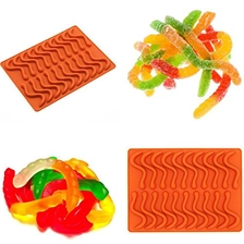 Chine Amazon vente chaude 100% de qualité alimentaire Silicone Gummy Worm Candy Chocolate Moule fabricant