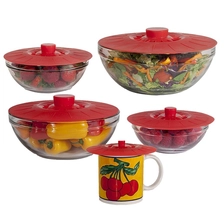 Chine Couvercle de nourriture de couvercle de succion de silicone de fabricant de la Chine, couvercles de nourriture de silicone ensemble de 5 pour la tasse de tasse fabricant