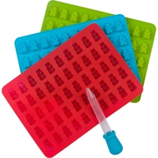 China Homemade DIY 50 Cavity Silicone Gummy Bear Mold with Liquid Dropper manufacturer