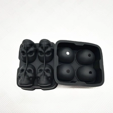 China Large Novelty 3D Skull Ice Cube Tray,Whiskey Halloween 4 Giant Ice Ball Maker Hersteller