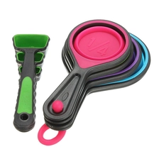 Chine Ensemble de tasses à mesurer et cuillères à mesurer, tasses à mesurer pliables en plastique, ensemble de mesure de cuisine en silicone 8 pièces fabricant