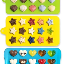 Chine Non Stick BPA Free Flexible Hearts, Stars & Shells Forme Silicone Chocolat Moules, Candy Moules fabricant