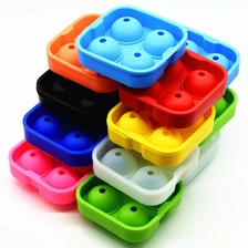 China Neuheit Nahrungsmittel-Grad-Silikon-Eis-Form-Behälter mit 4 X 4.5cm Kugel-Kapazität, Silikon-Eiskugel-Formhersteller Hersteller