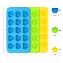 Chine Moules à base de chocolat au silicone et moules aux bonbons - Ensemble de 3 coeurs flexibles, étoiles et coquilles sans bâton BPA Mini moules aux bonbons fabricant