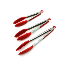 Çin Wholesale Silicone Stainless Steel Tongs With Non-slip Silicone Grip Kitchen Food Tongs üretici firma