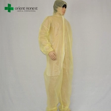 China China plant for disposable yellow coveralls, wholesales Disposable Plastic Coverall,cheap disposable plastic waterproof coveralls manufacturer