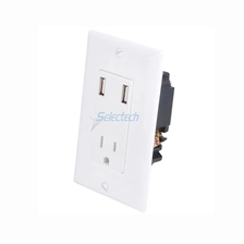Chine USB-32 DUAL Chargeurs de prises murales USB avec plaque murale pour prises doubles de 15A - Blanc fabricant